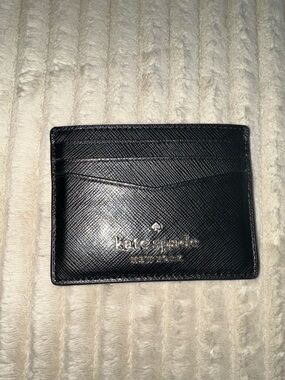 kate spade Black Saffiano Leather Card Holder with Gold Logo
